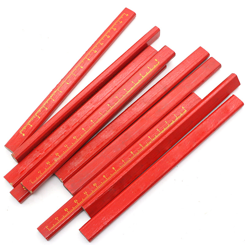 Durable Octagonal Hard Black Lead Red Carpenter Pencil For Builder Woodwork