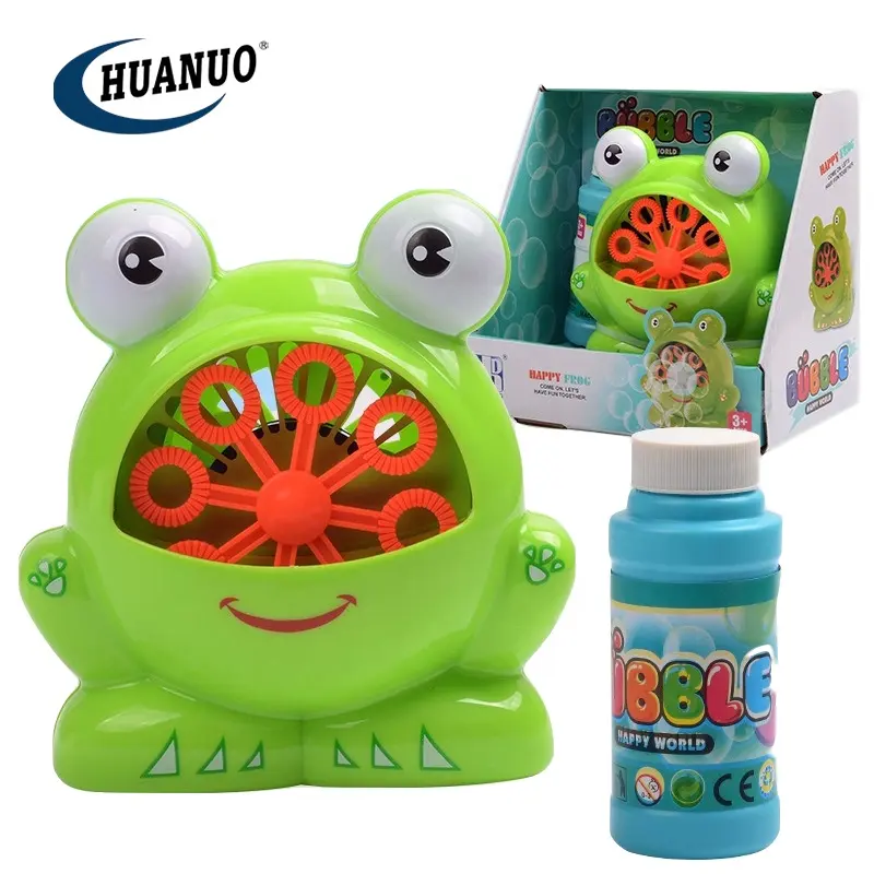 Kids outdoor activity toy electric cartoon frog bubble machine toys