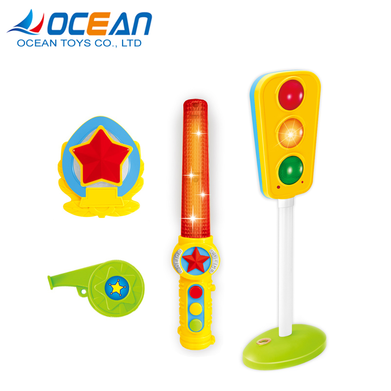 Pretend play set policeman battery traffic light baton toy for kids