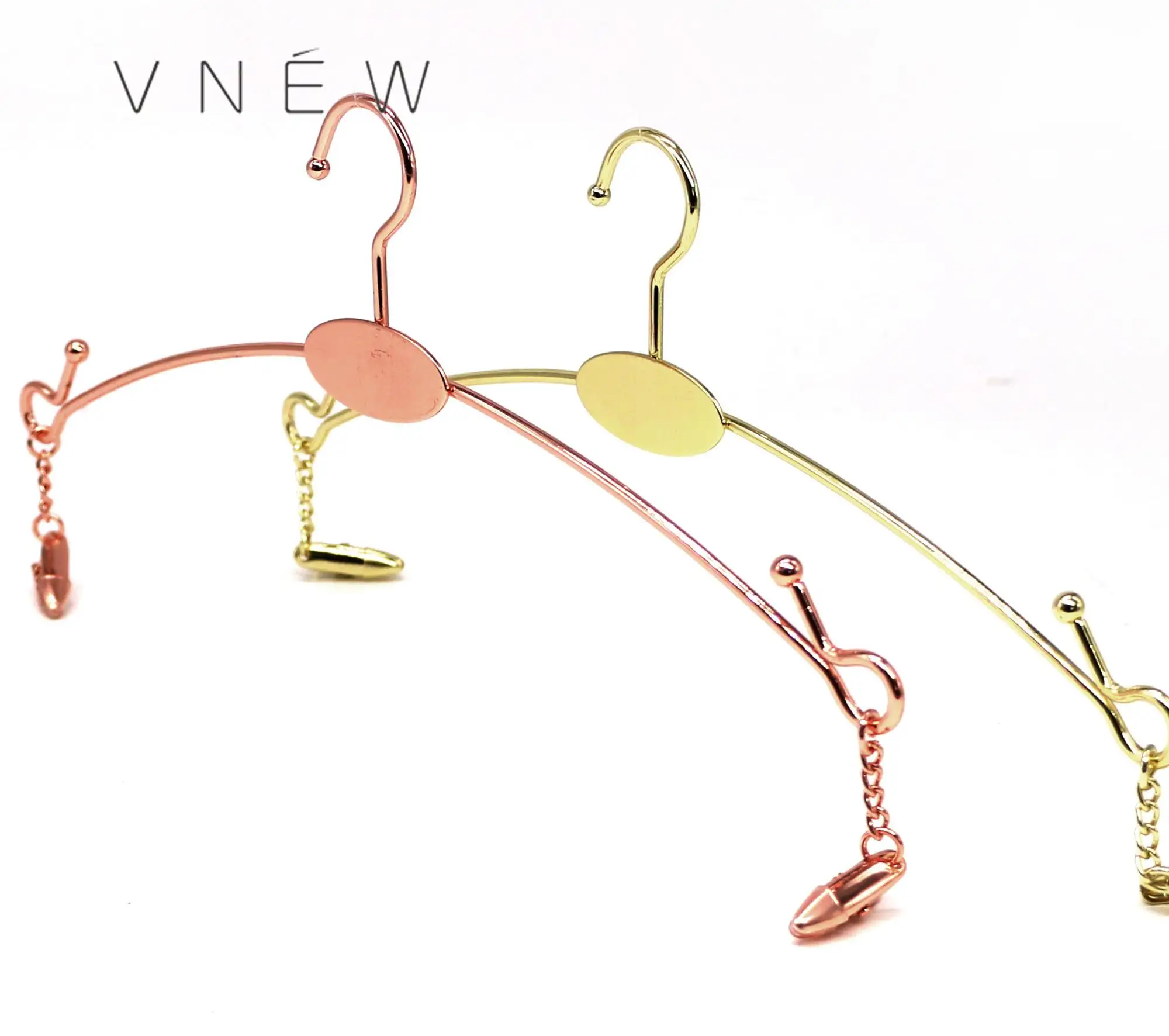 Rose gold metal lingerie custom logo hangers with clips