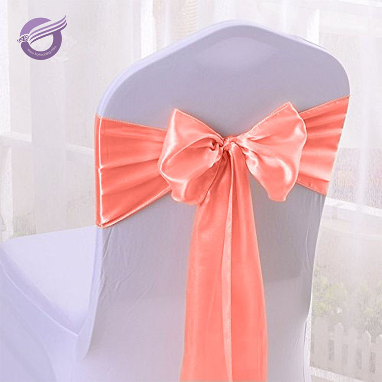 BS00042 china wholesale wedding decoration coral plain satin chair sash