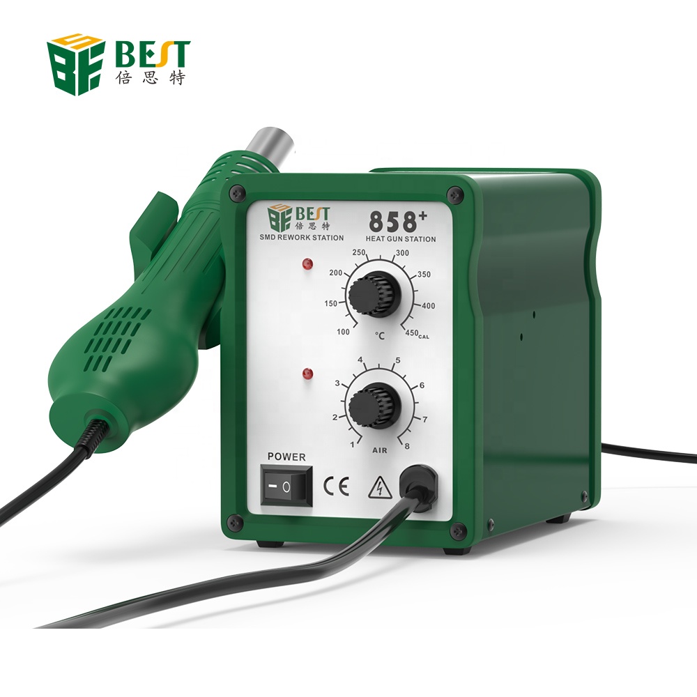 Лучшая паяльная станция 858 + SMD, Термовоздушная пушка, цифровая паяльная станция с контролем температуры горячим воздухом, держатель железа