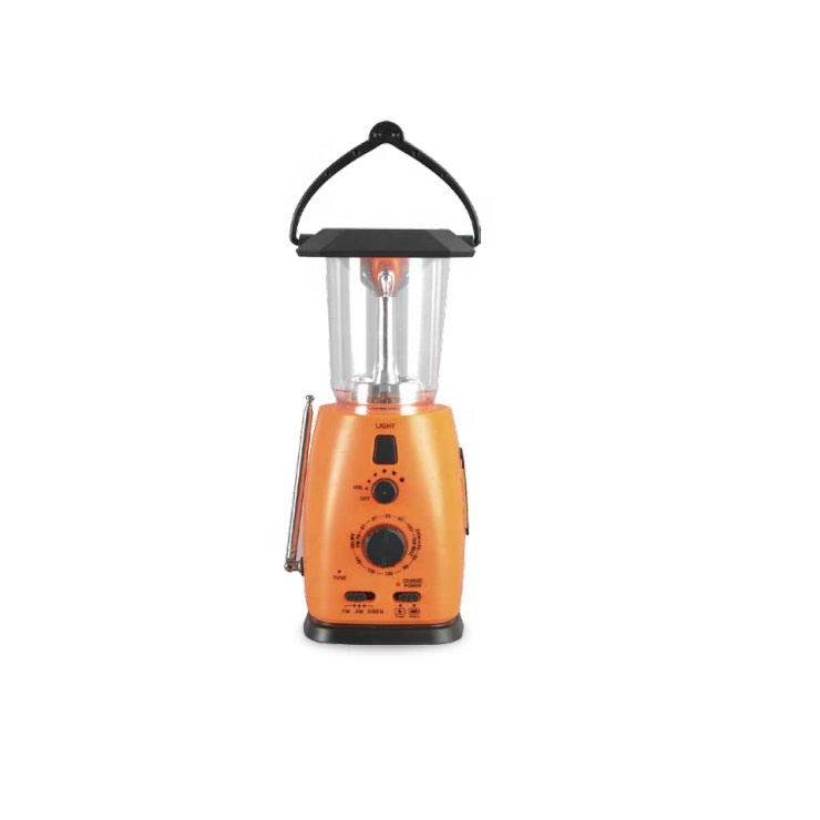Multi-function Hand-Cranked USB Rechargeable AM/FM Dynamo Solar Power Led Camping Lantern With FM Radio