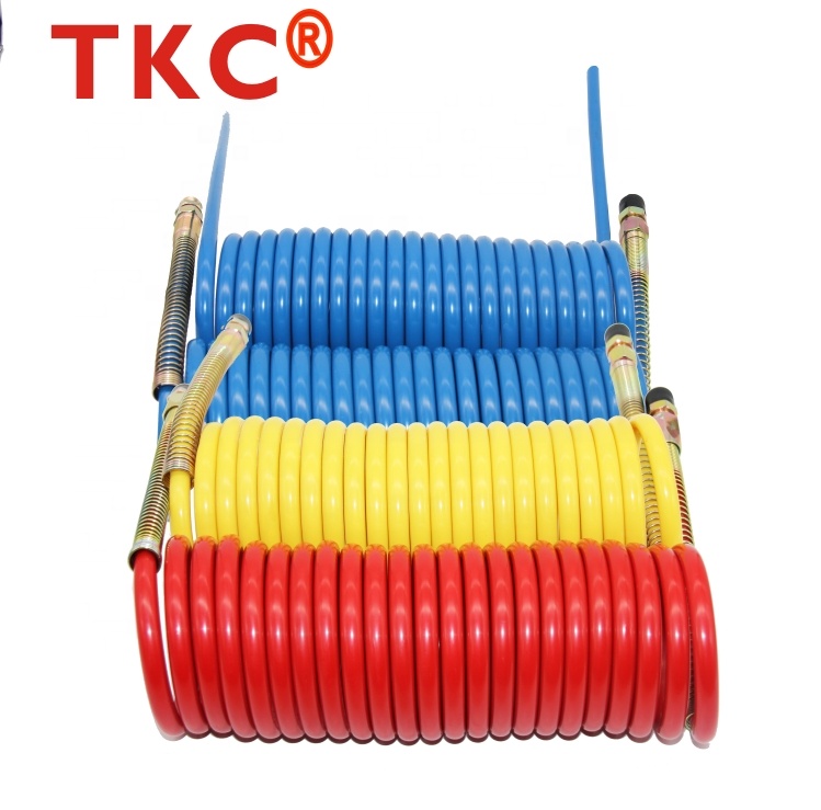 TKC Nylon Tube coil trailer trucks in yellow  red  green