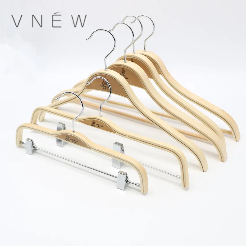 Laminated fancy anti-slip wooden clothes hanger