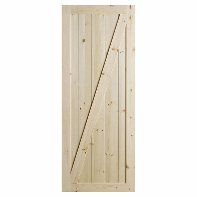 OEM ODM pine wood barn door popular in market space saving unfinished pine wood barn door