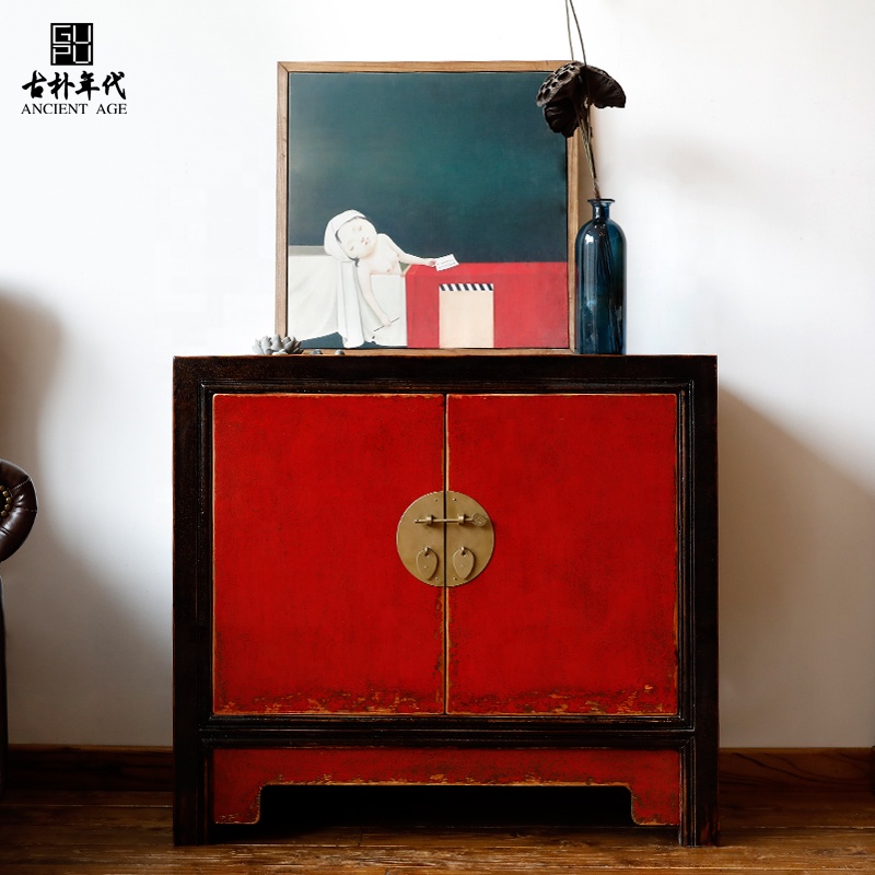 Wooden work Distressed vintage paint Chinese multi-national storage multi-functional shoe rack