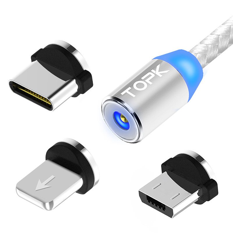 Бесплатная доставка TOPK AM23 2 м LED 3 в 1 Магнитный USB кабель
