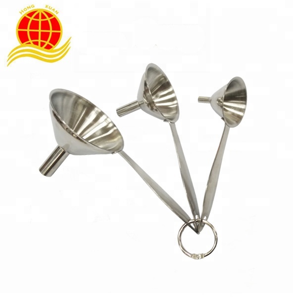 2018 Hot Sale 3Pcs Set Stainless Steel Kitchen Mini Funnel With Long Handle