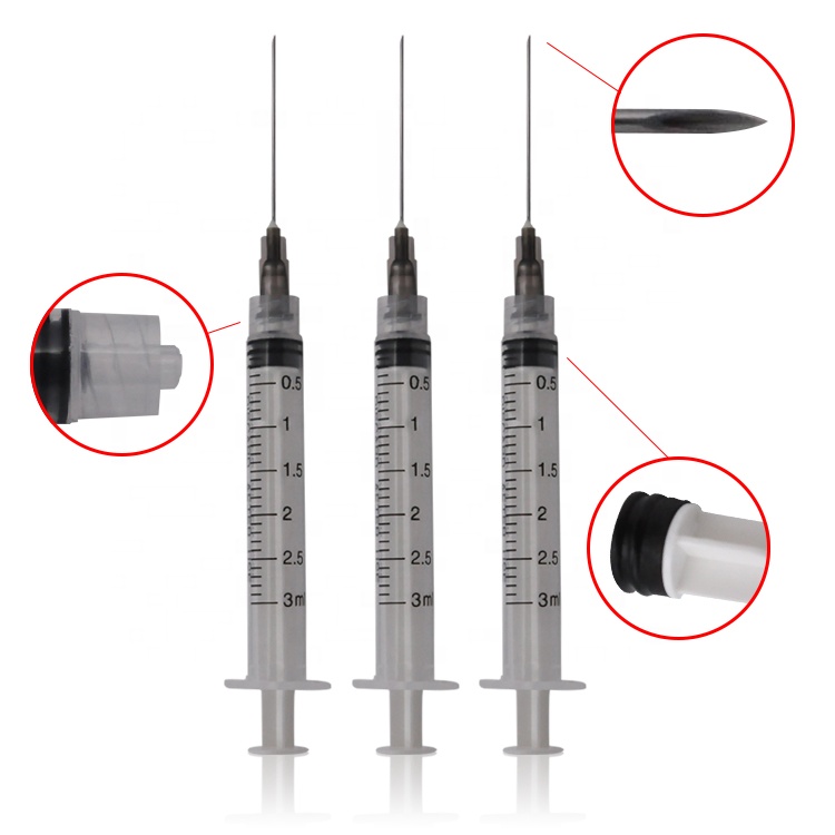 0.5cc 1cc 2cc 3cc 5cc 6cc одноразовый медицинский перевязочный материал, 3 части шприцев и игл с замком Luer наконечник завод