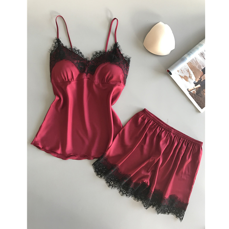 Wholesale women's summer hot mature sexy romantic satin night sleepwear set