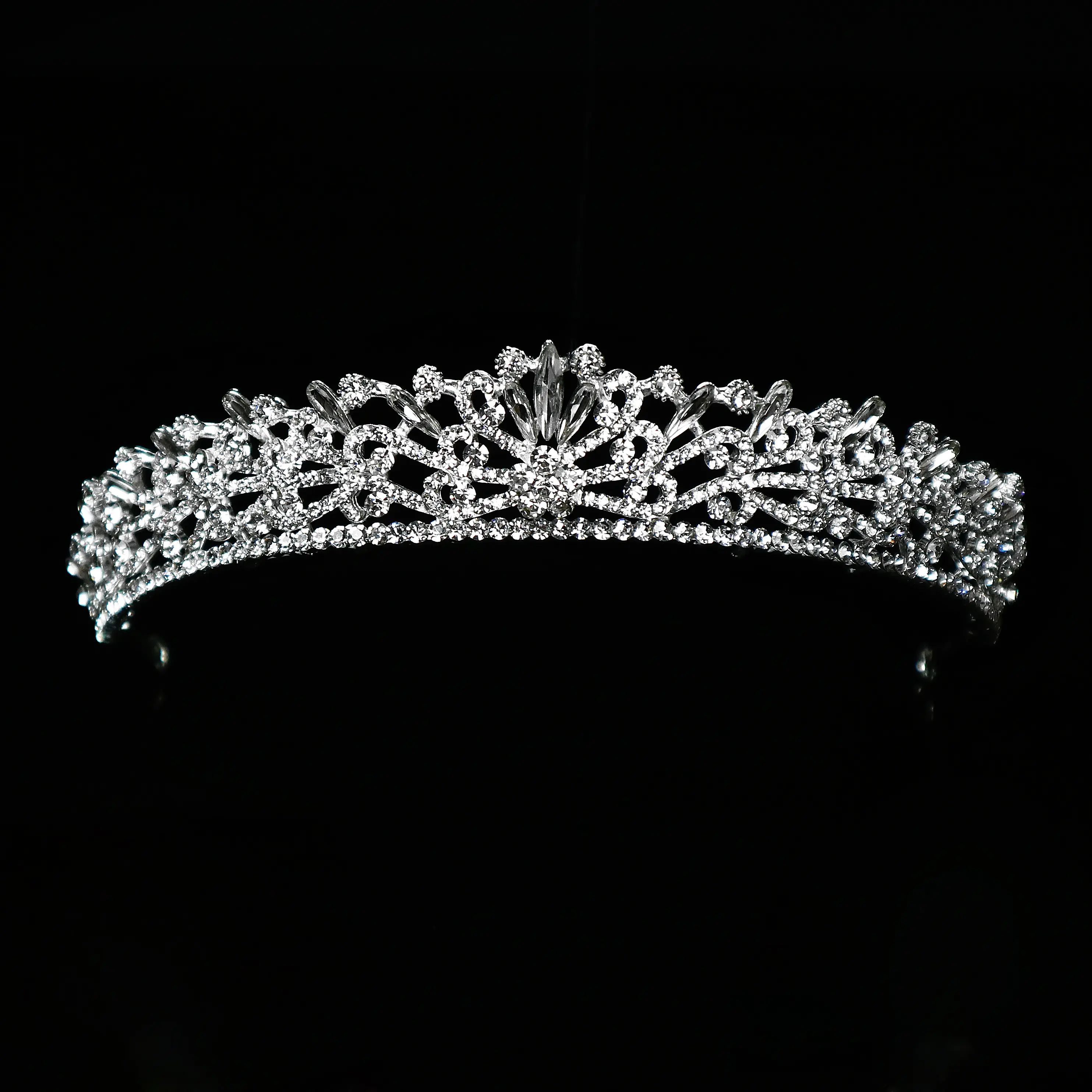 HA0969 Wholesale Silver Crystal round pageant crowns china Noble crown wedding bride Tiara for Bride and Bridesmaids