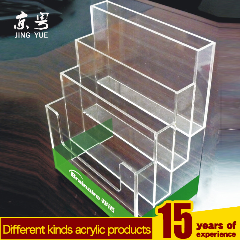 Factory Custom A3 A4 A5 4 tiers Pmma Plexiglass Brochure Documents Display Stand Acrylic File Rack With 4 Compartments