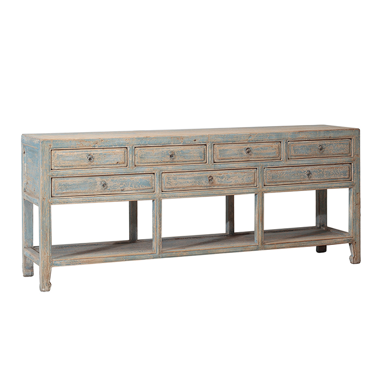 Rustic reclaimed wood desk console table with drawer
