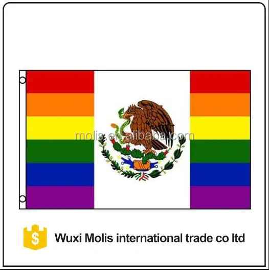 Дешевые выборочная печать полиэстер Мексика Гей-Прайда "Радуга Флаг