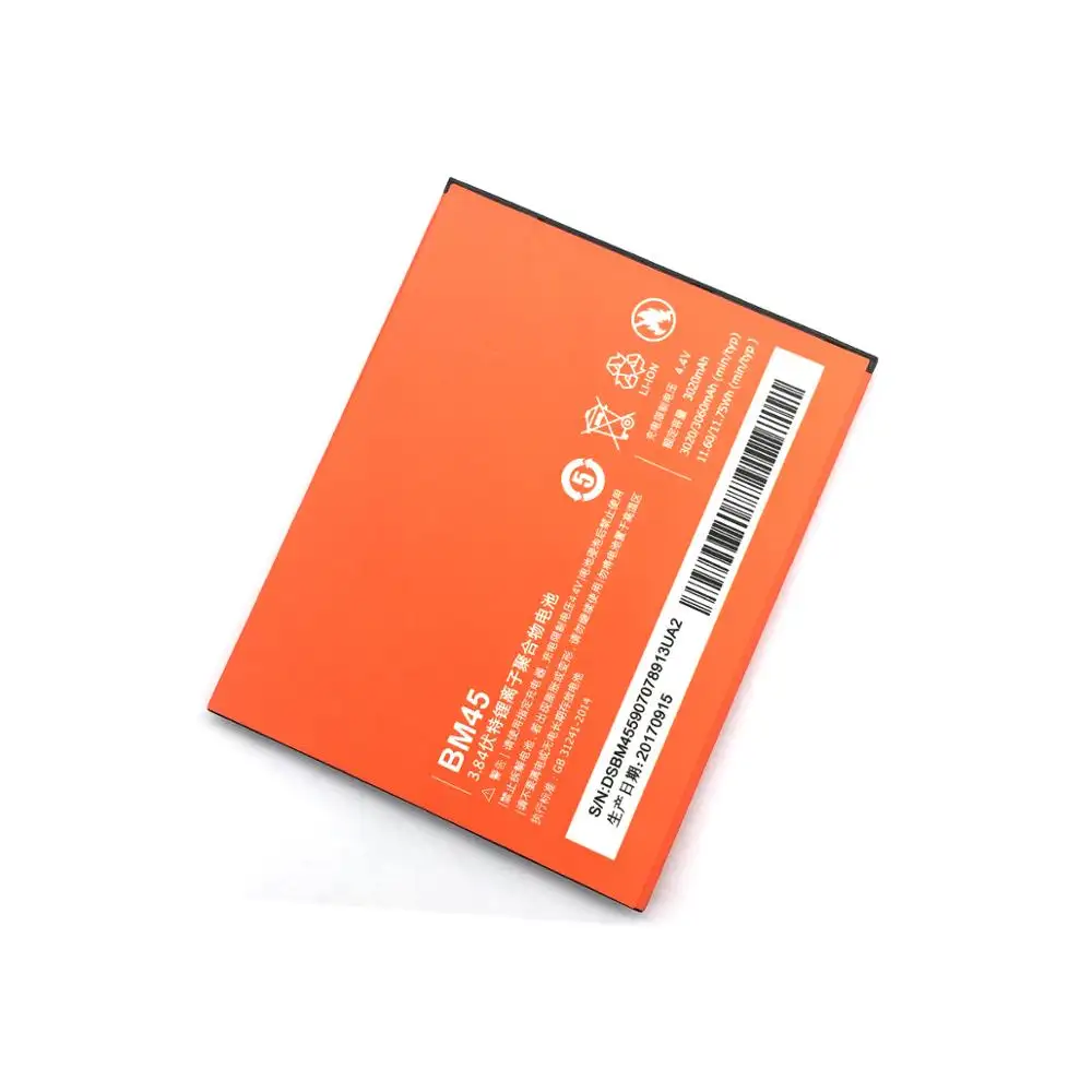 Gb T18287 2000 Mobile Phone Battery 3.84V Bm45 For Xiaomi Redmi Note 2 Note2 Battery