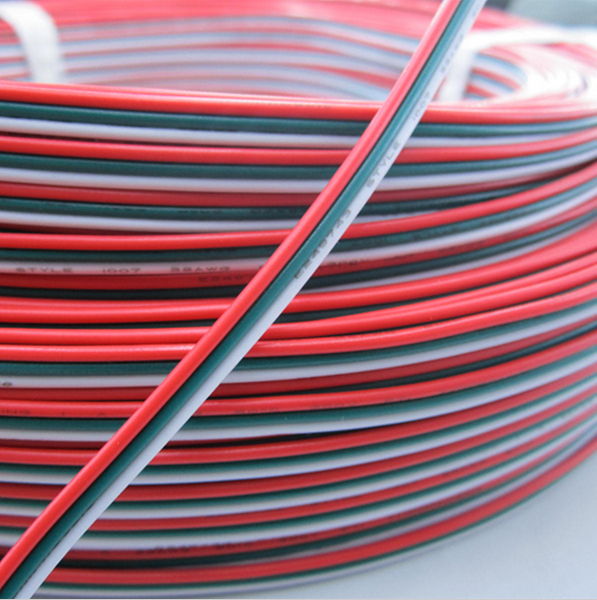 3-контактный ПВХ изолированный провод 22awg Луженый Медный удлинитель 3 цвета красный зеленый белый Электрический провод