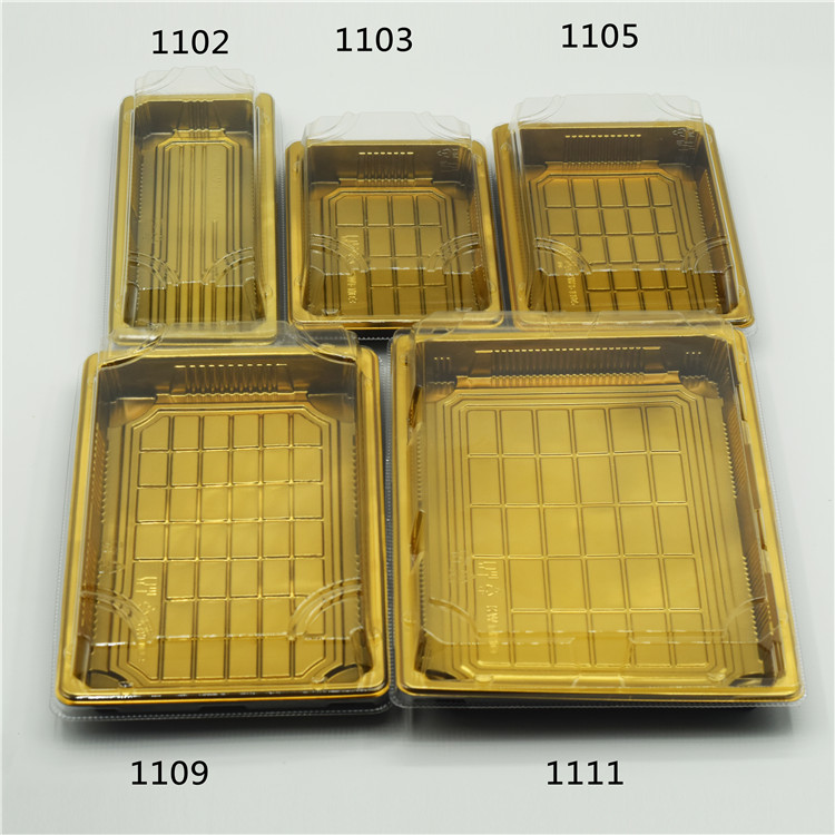 KW1-1102Gold PP Поддон для домашних животных, крышка, оптовая продажа, безопасные пластиковые суши для коробки с напечатанным логотипом