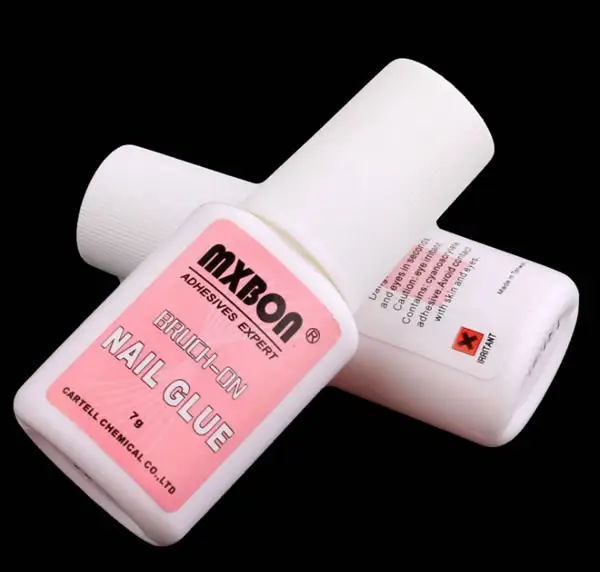 Wholesale price China nail supplier pink 7ml adhesive free sample nail glue with brush for nails/ rhinestones