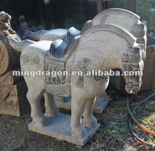 Китайская антикварная каменная лошадь, садовые статуи