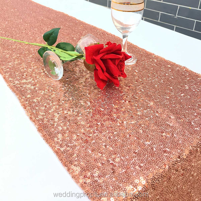 Wholesale Shinny Glitter Sequin Rose Gold Table Runner