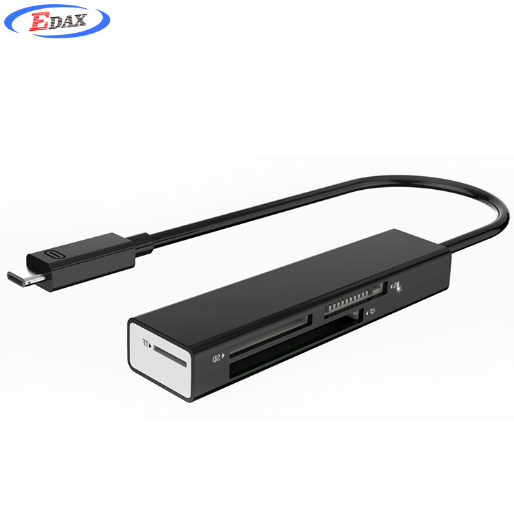 Высокоскоростной 4 слота USB Type C кардридер с поддержкой MS CF SD TF карт со светодиодным индикатором состояния