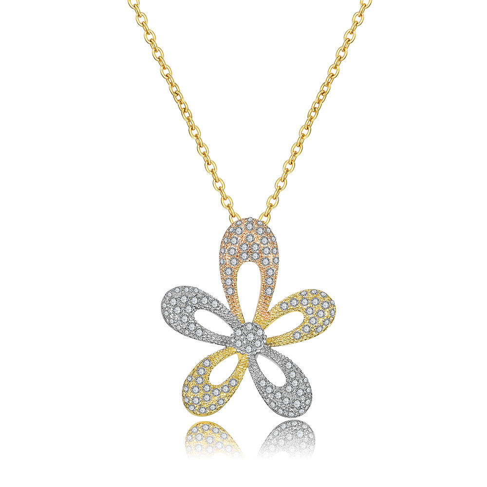 New Model CZ Stone Colorful Flower Shape Chain Necklace
