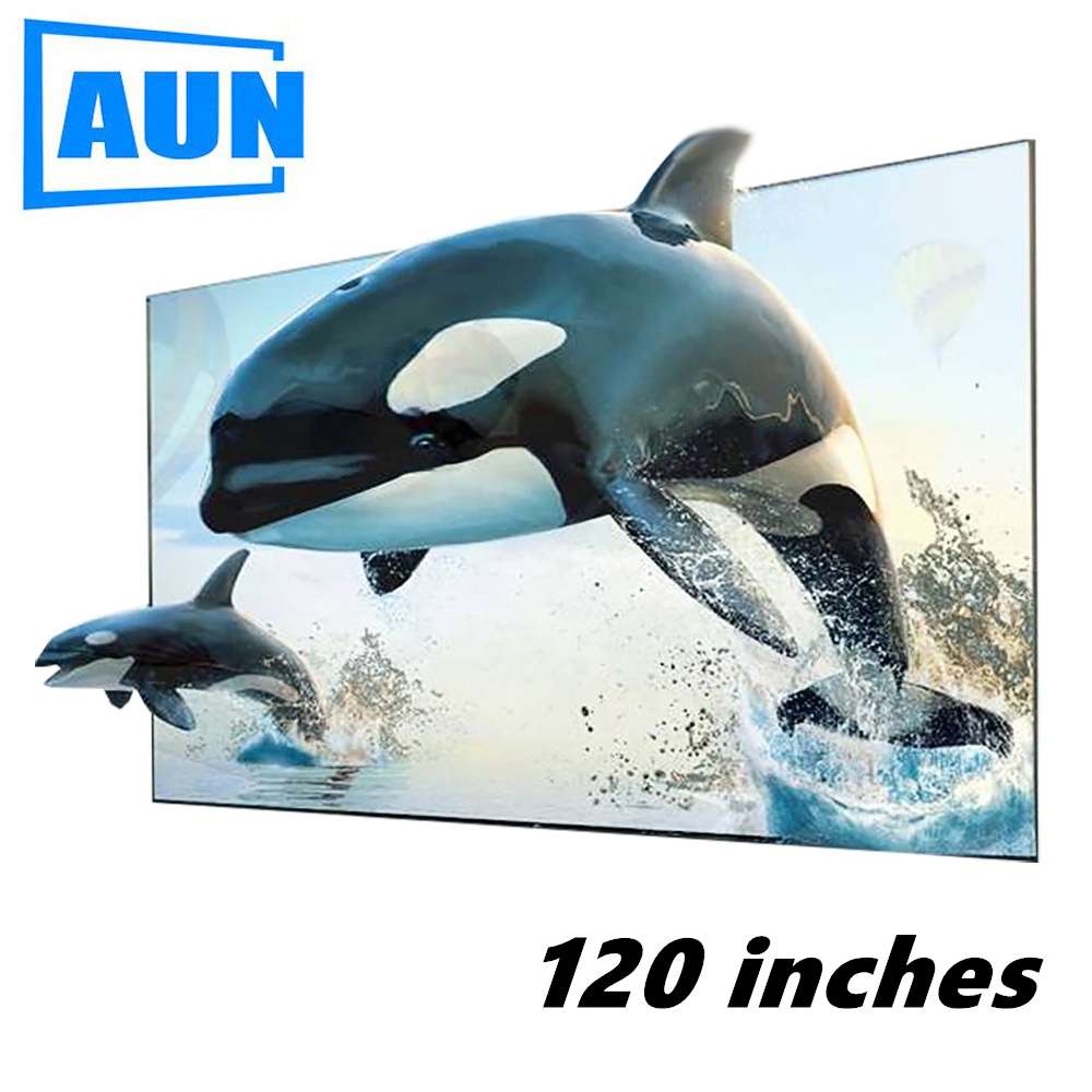 Проектор AUN 120 дюйма ALR 16:9, экран для улучшения яркости для домашнего кинотеатра, светодиодный проектор DLP