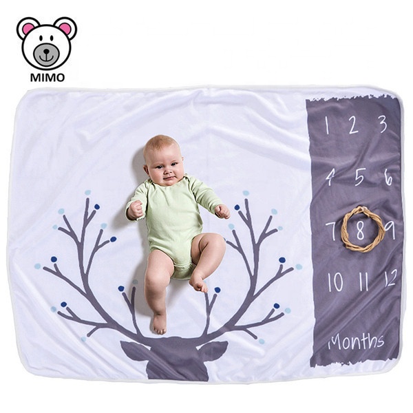 Newborn Kids 100% Organic Cotton Baby Monthly Milestone Blanket For Photography Prop Cheap Super Soft Fleece Minky Baby Blanket