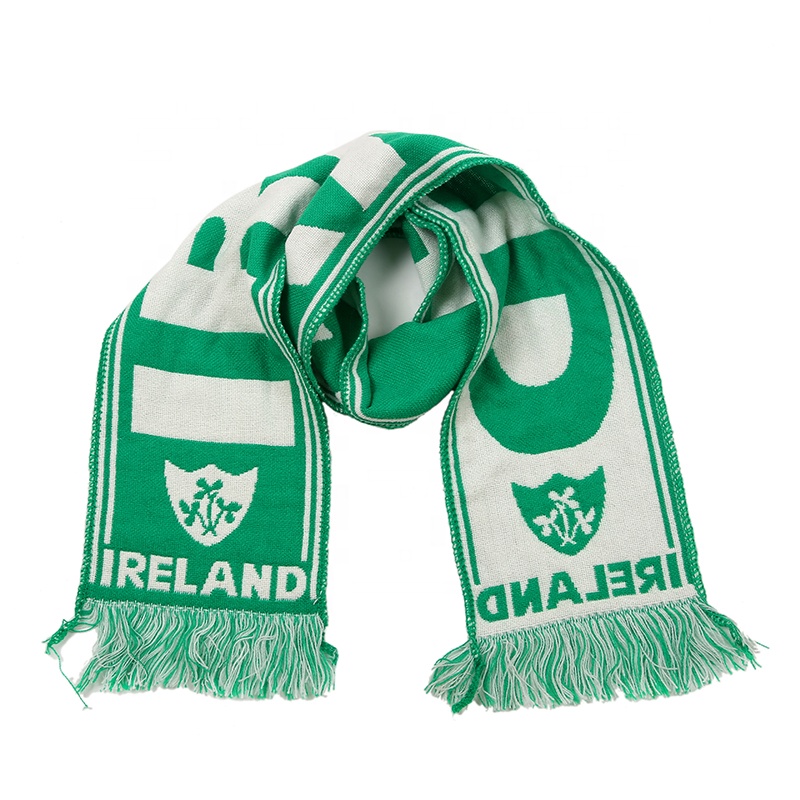 Custom Design Scarf Football Scarf Theam Wave Hanger Jacquard Woven Acrylic Scarves