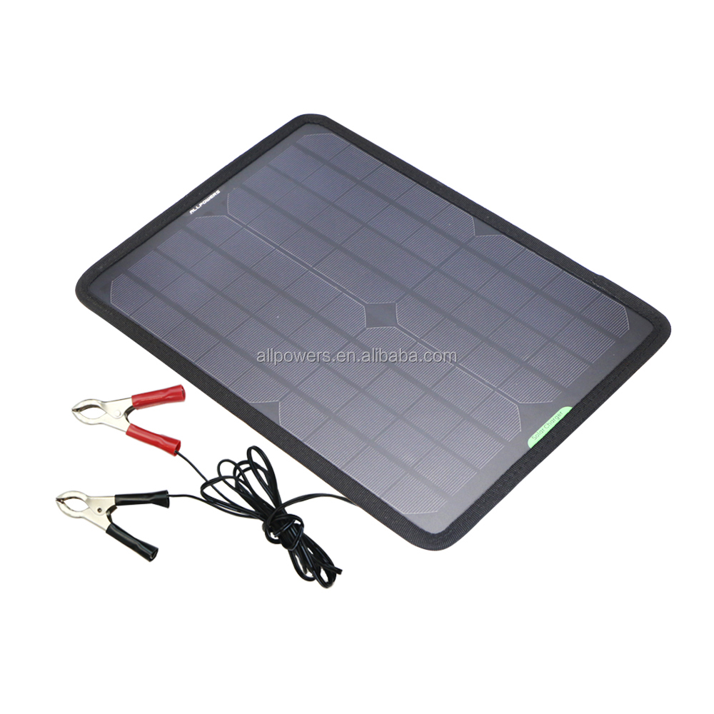 Allpowers 18V 10W Photovoltaic solar panels maintain/trickle charge batteries replenish 12V portable solar power