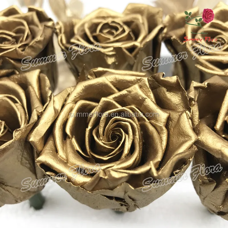 2017 новое поступление, мягкие консервированные лепестки роз, оптовая продажа золотых роз, консервированные для цветочной коробки