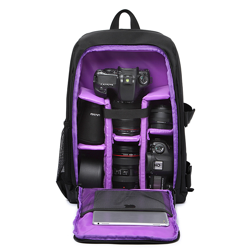 Новый простой водонепроницаемый нейлон черный DSLR SLR плеча Камера Сумка Рюкзак