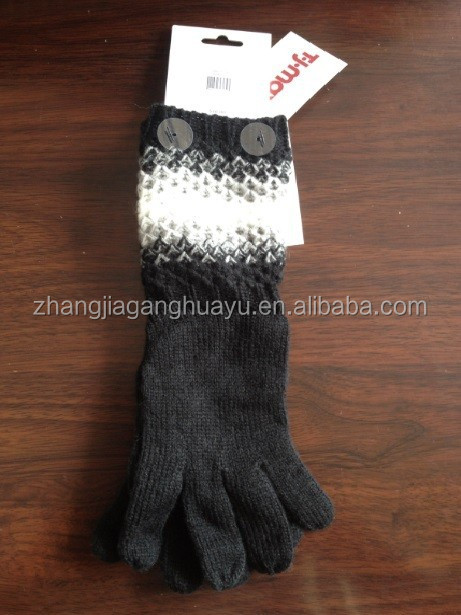 100% cashmere like acrylic women fashion dobby knitted gloves