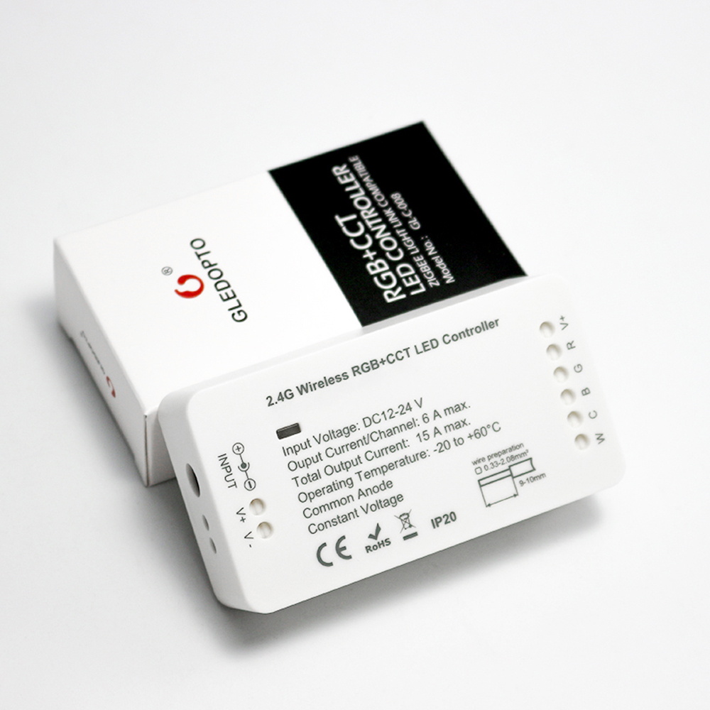 Контроллер светодиодной ленты Gledopto 12-24 В RGBW/RGB/CCT, меняющий цвет, Zigbee, совместимый с мобильным телефоном, Wi-Fi, управлением через приложение