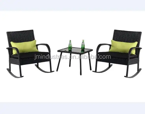 Уличный комплект из 3 стульев-качалок, Плетеный ротанговый набор для бистро