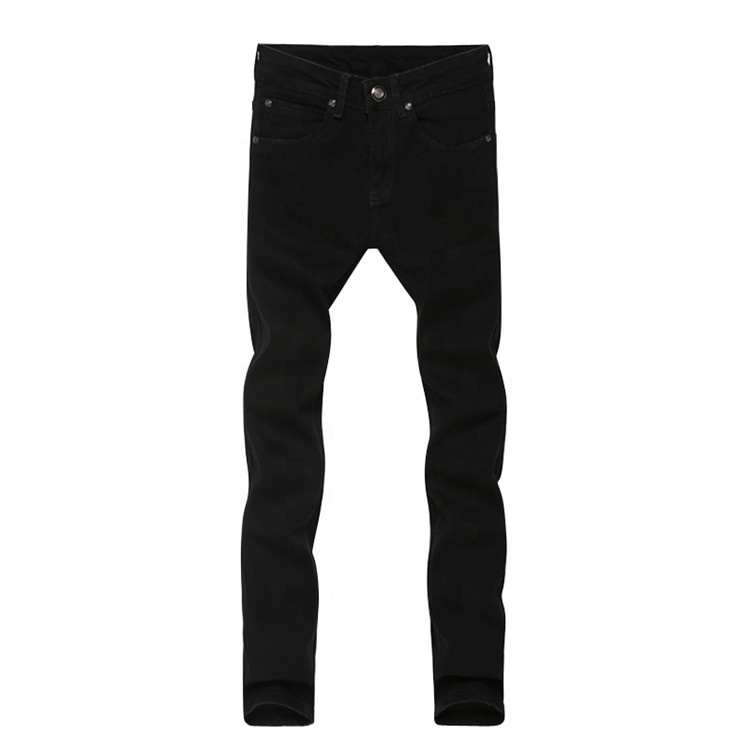 Black denim jeans slim fit long trouser five pockets spandex for man pants