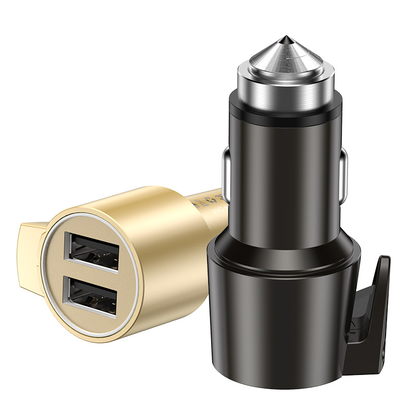 Новый дизайн Usb QC 3,0 5 в 2.4A быстрое зарядное устройство 2 порта автомобильное зарядное устройство с вольфрамовой стали молоток