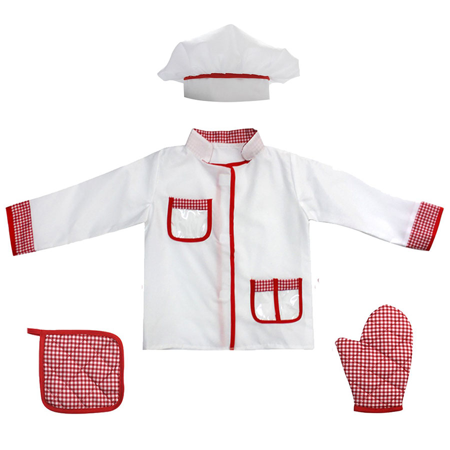 B700 Kids Chef Uniforms Role Play Kitchen Costume Child Chef Apron