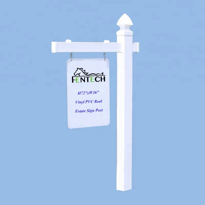 Fentech post sign, pvc real estate 4x4 sign post realtor, white pvc real estate sign post