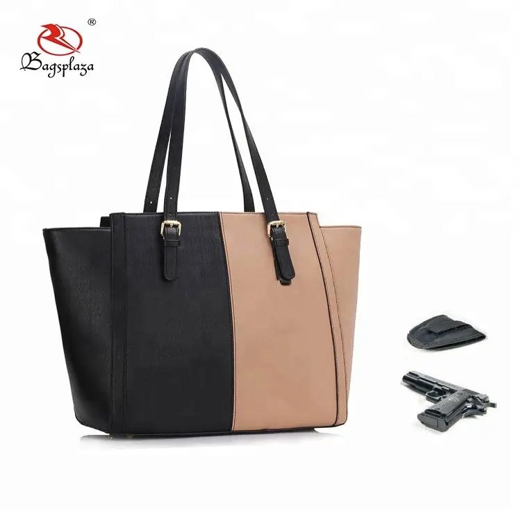 High quality two town black&khaki purse concealed carry lady bag