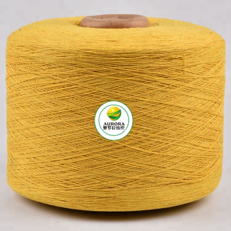 China wholesale NE 12/2 weaving recycled dyed cotton blended blanket yarn yellow