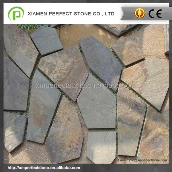 Slate Stone Natural Stone Flagstone With Mesh Backing For Paving Rustic Slate