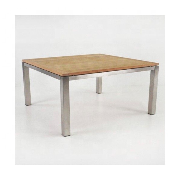 Outdoor furniture aluminum teak wood top dining table rectangular table for garden patio balcony
