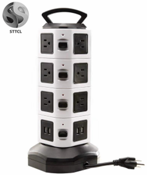 Manufacturer Power Socket Tower 4 Floor 4USB Fire Proof Electric Charging Station Power Strip Tower