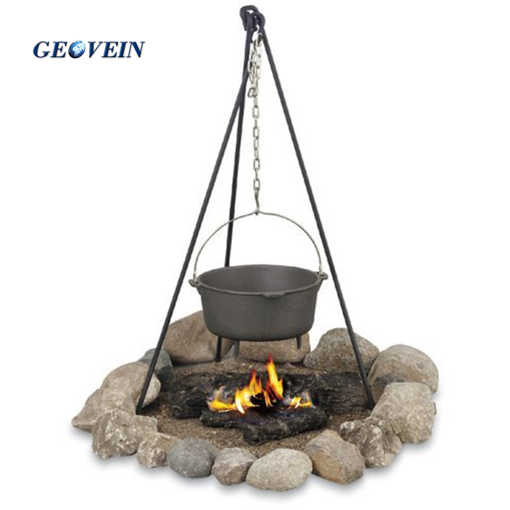 Hanging Campfire Cooking Pot Outdoor Bonfire Boiler Cast Iron Dutch Oven