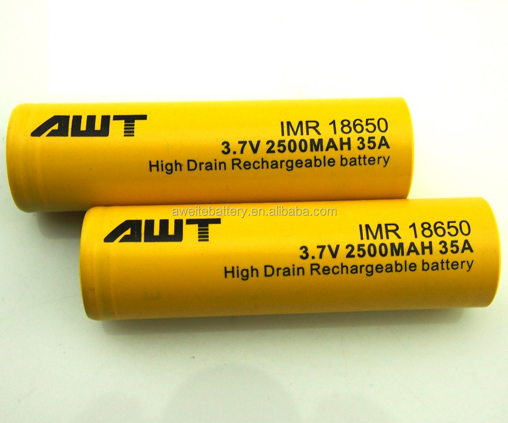 AWT IMR 18650 35Amp 2500 мАч 3,7 в литий-ионный аккумулятор для вейпа istick pico 75w VTwo mini