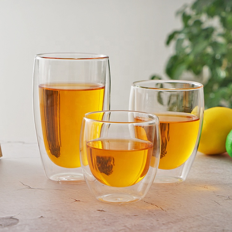 4oz 8 oz Thermal Insulated Drinking Glass Cup Double Wall Beverage Glasses and Tumblers