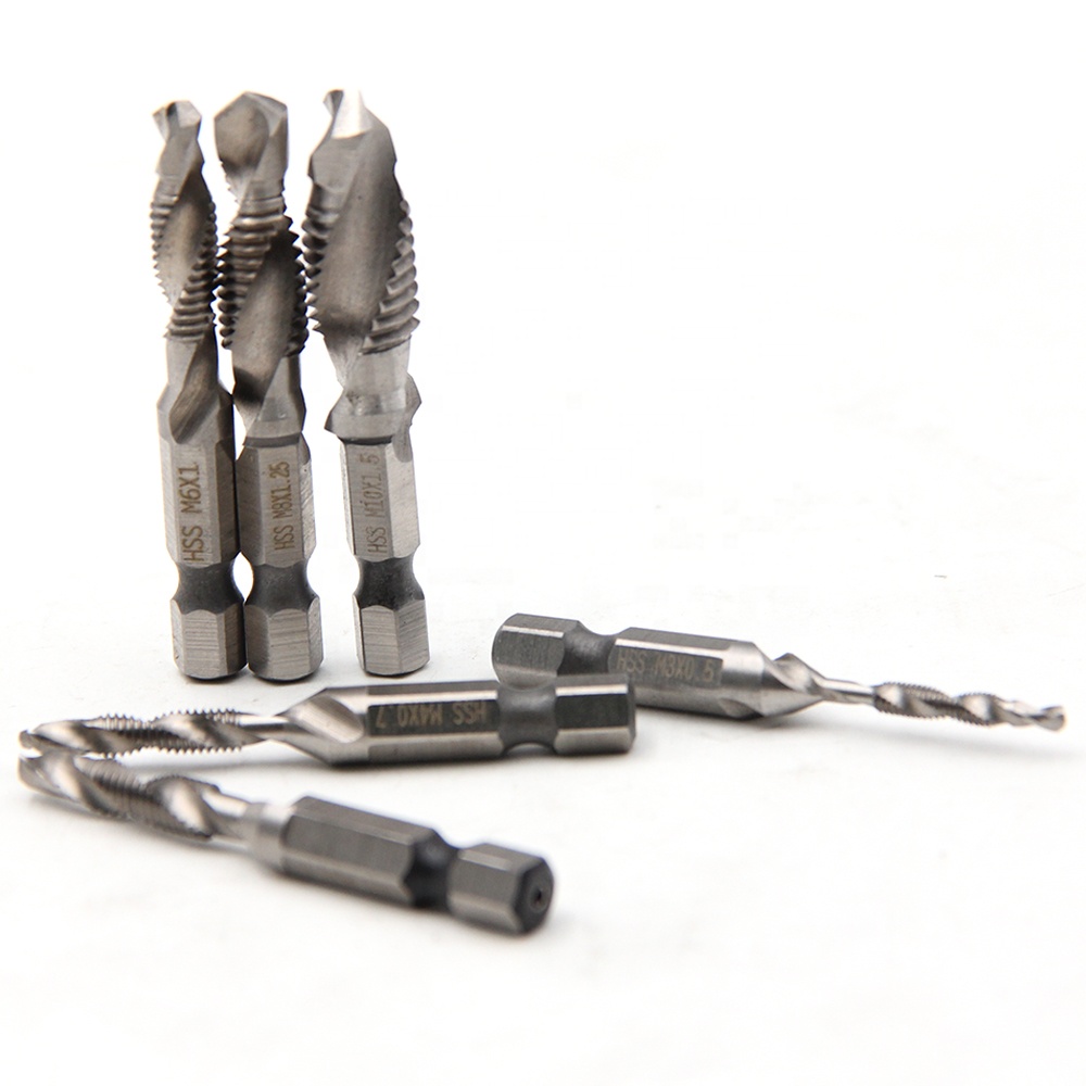 6 шт. HSS 4341 метрический 1/4 "шестигранный M3-M10 скошенный композит/комбинация винтовых сверл Набор для сверления металла