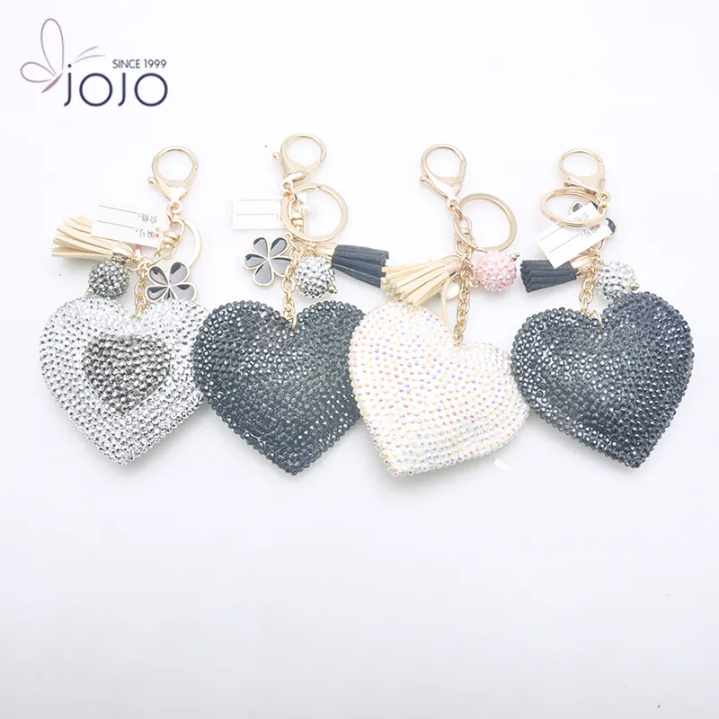 2018 New Trending Products Full Crystal Heart Shape Gold Alloy Keychain Wholesale